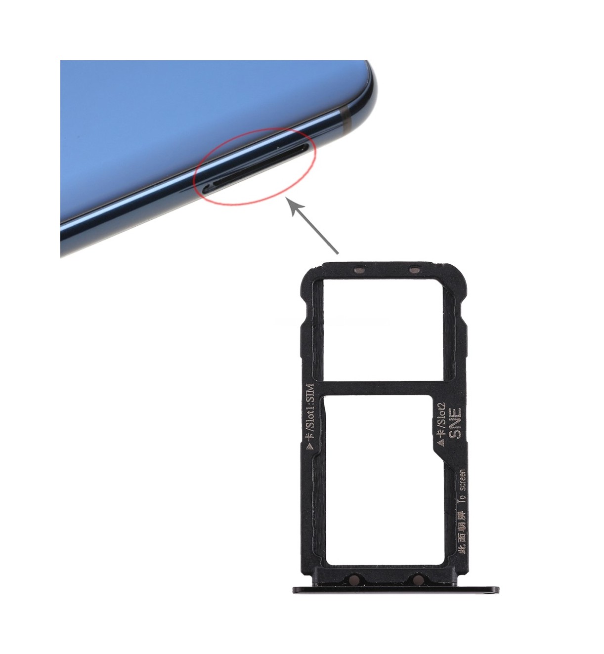 SIM Card Tray for Huawei Mate 20 Lite / Maimang 7(Black)