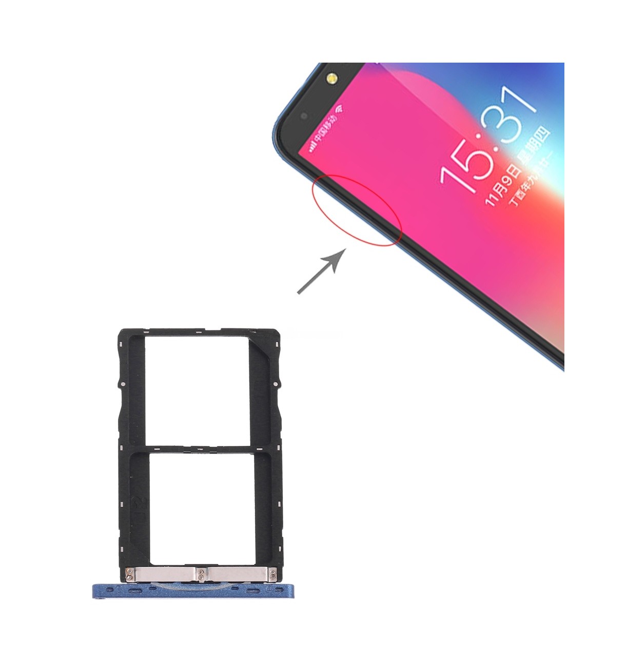 For Tecno WX4 Pro SIM Card Tray + SIM Card Tray (Blue)