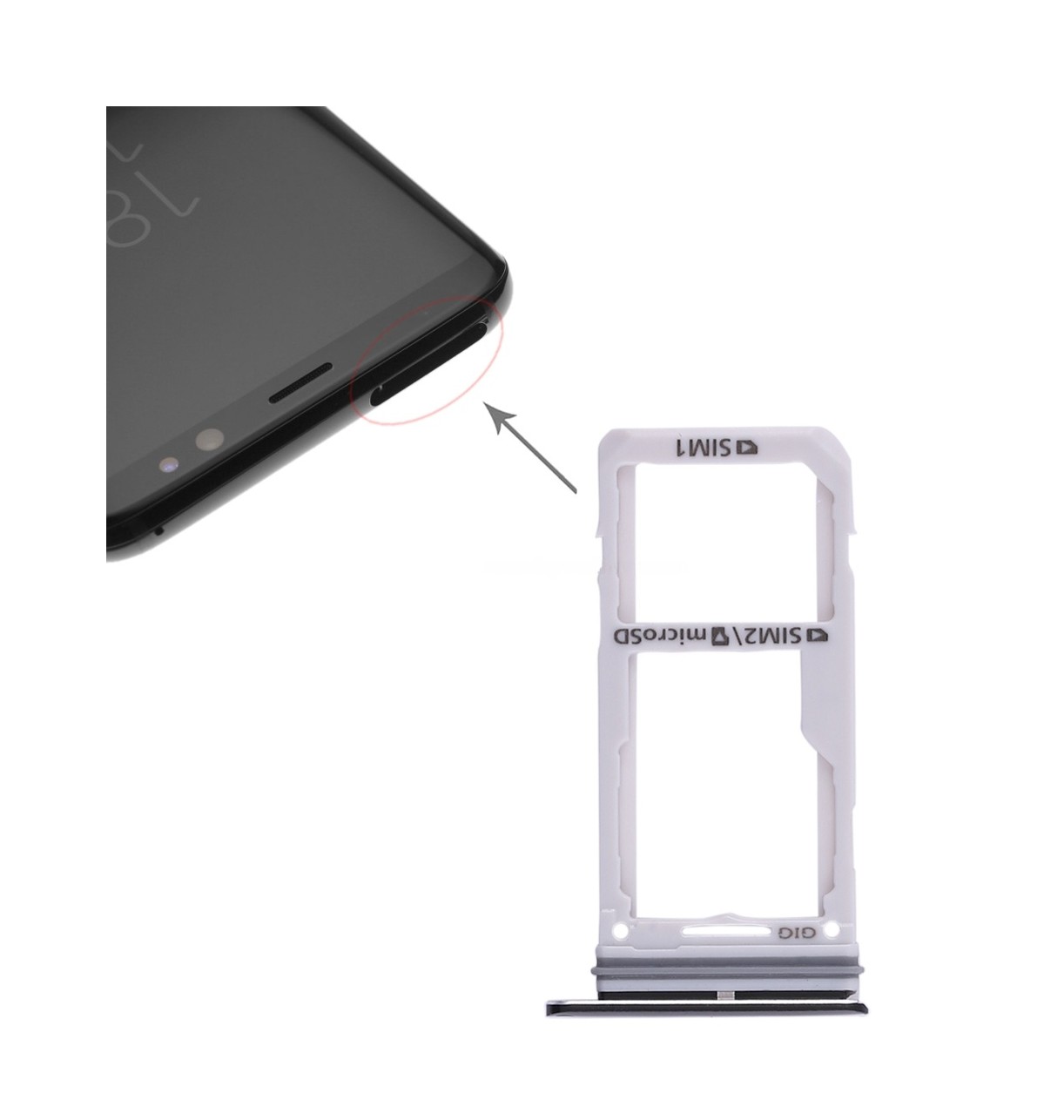 For Galaxy S8 / S8+ 2 SIM Card Tray / Micro SD Card Tray (Black)