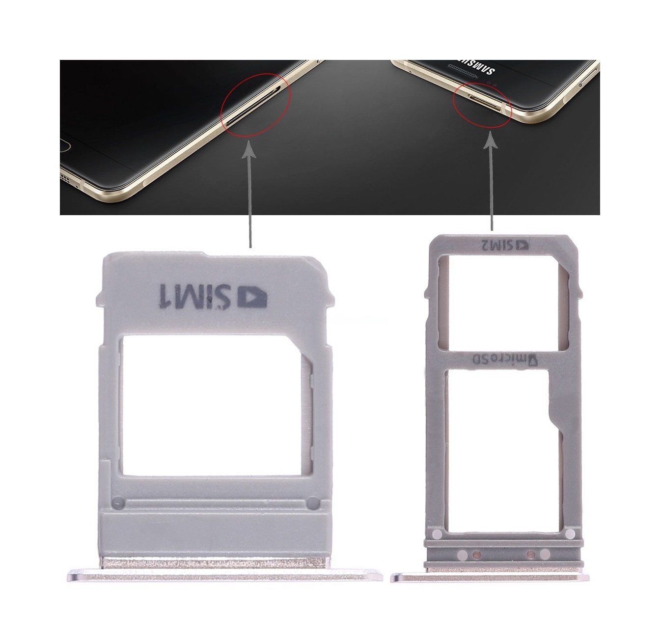 For Galaxy A520 / A720 2 SIM Card Tray + Micro SD Card Tray (Gold)
