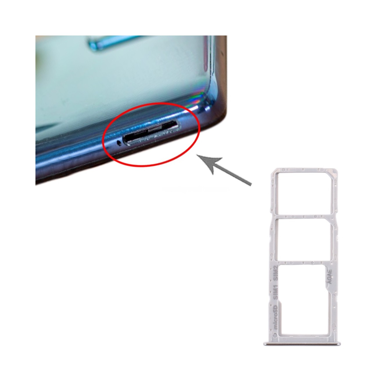 For Samsung Galaxy A71 SIM Card Tray + SIM Card Tray + Micro SD Card Tray (Silver)