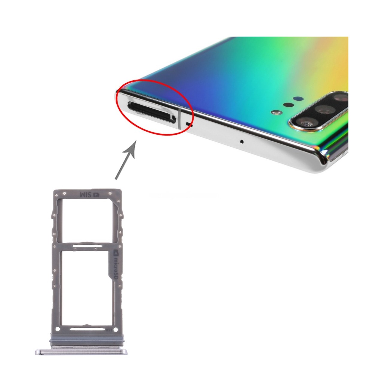 For Samsung Galaxy Note10+ SIM Card Tray / Micro SD Card Tray (Grey)