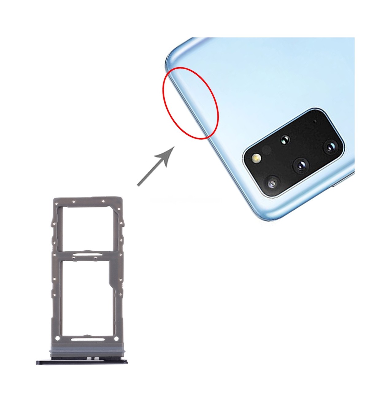 For Samsung Galaxy S20+ / Galaxy S20 Ultra SIM Card Tray + Micro SD Card Tray (Black)
