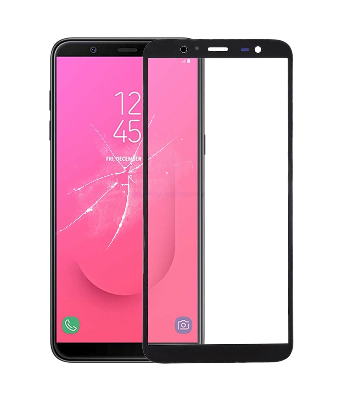 For Galaxy J8, J810F/DS, J810Y/DS, J810G/DS Front Screen Outer Glass Lens (Black)