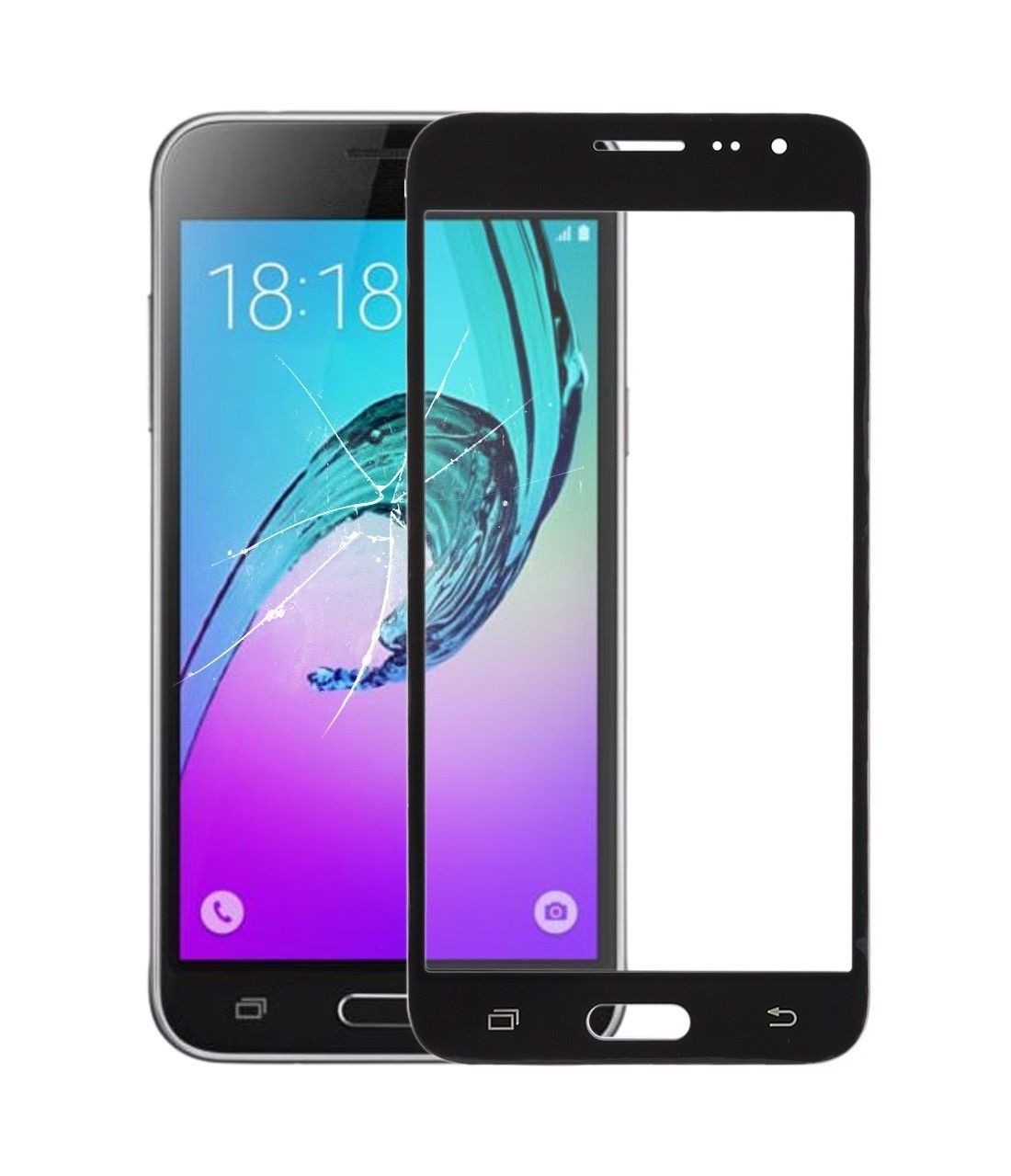 For Galaxy J3 (2016) / J320FN / J320F / J320G / J320M / J320A / J320V / J320P Front Screen Outer Glass Lens (Black)