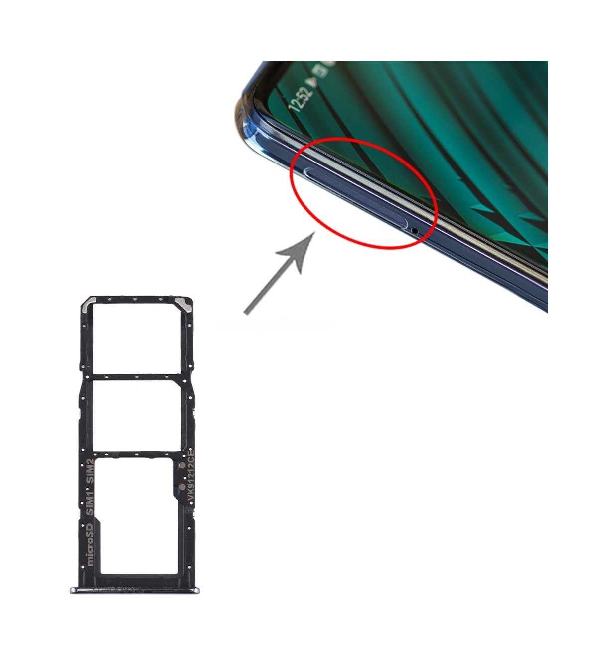 For Samsung Galaxy A51 / A515 SIM Card Tray + SIM Card Tray + Micro SD Card Tray (Black)