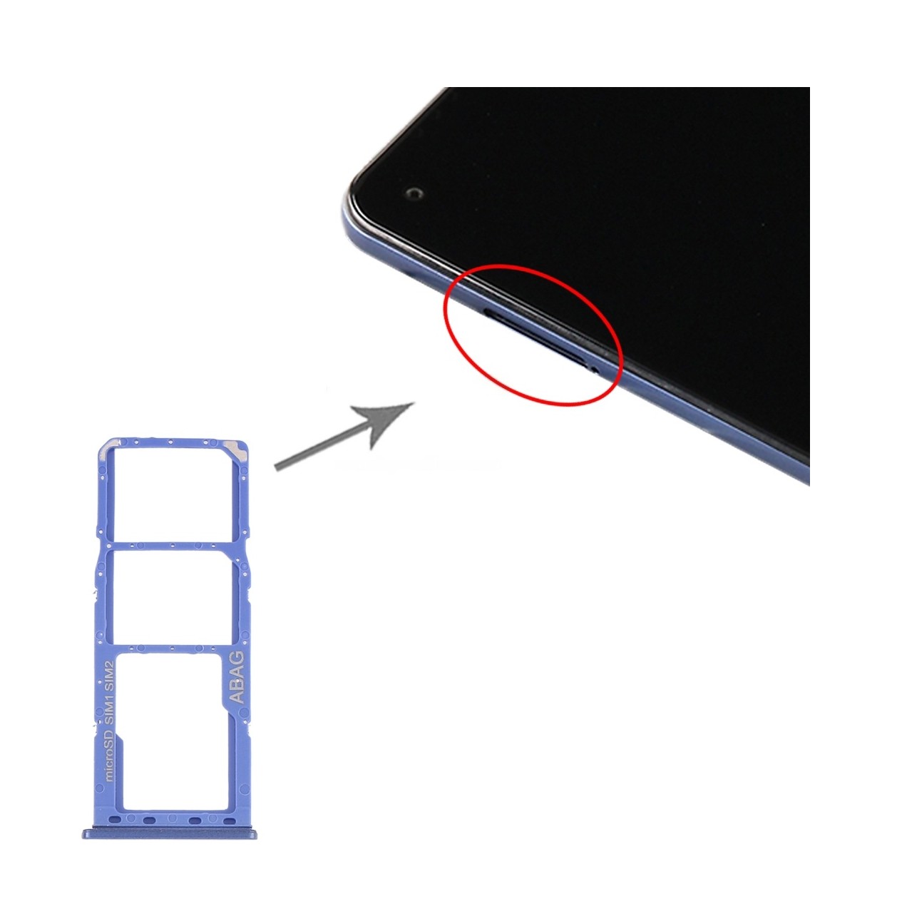 For Samsung Galaxy A21s SIM Card Tray + SIM Card Tray + Micro SD Card Tray (Blue)