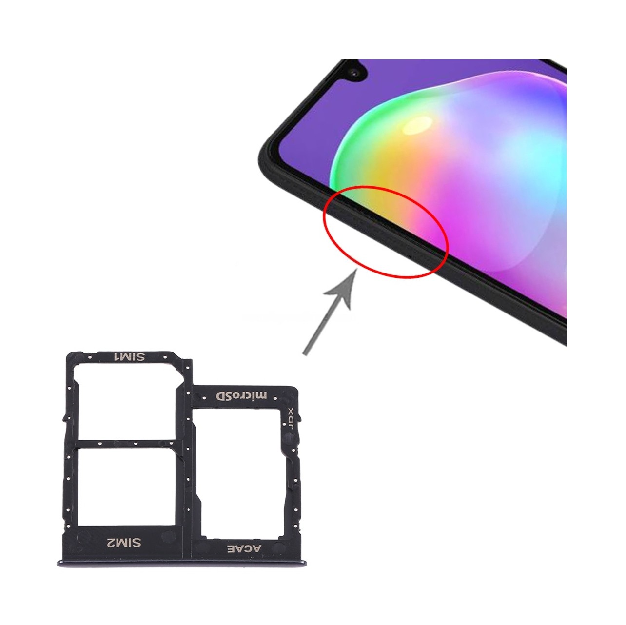 For Samsung Galaxy A315 / A31 SIM Card Tray + SIM Card Tray + Micro SD Card Tray (Black)