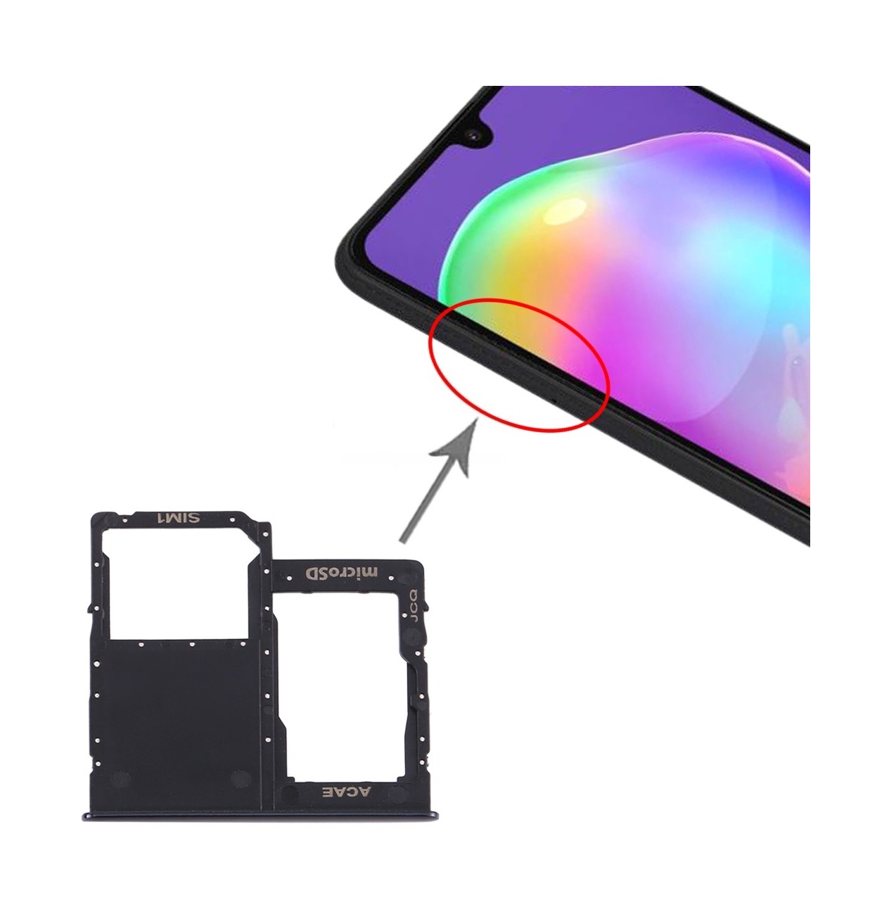 For Samsung Galaxy A31 SIM Card Tray + Micro SD Card Tray (Black)