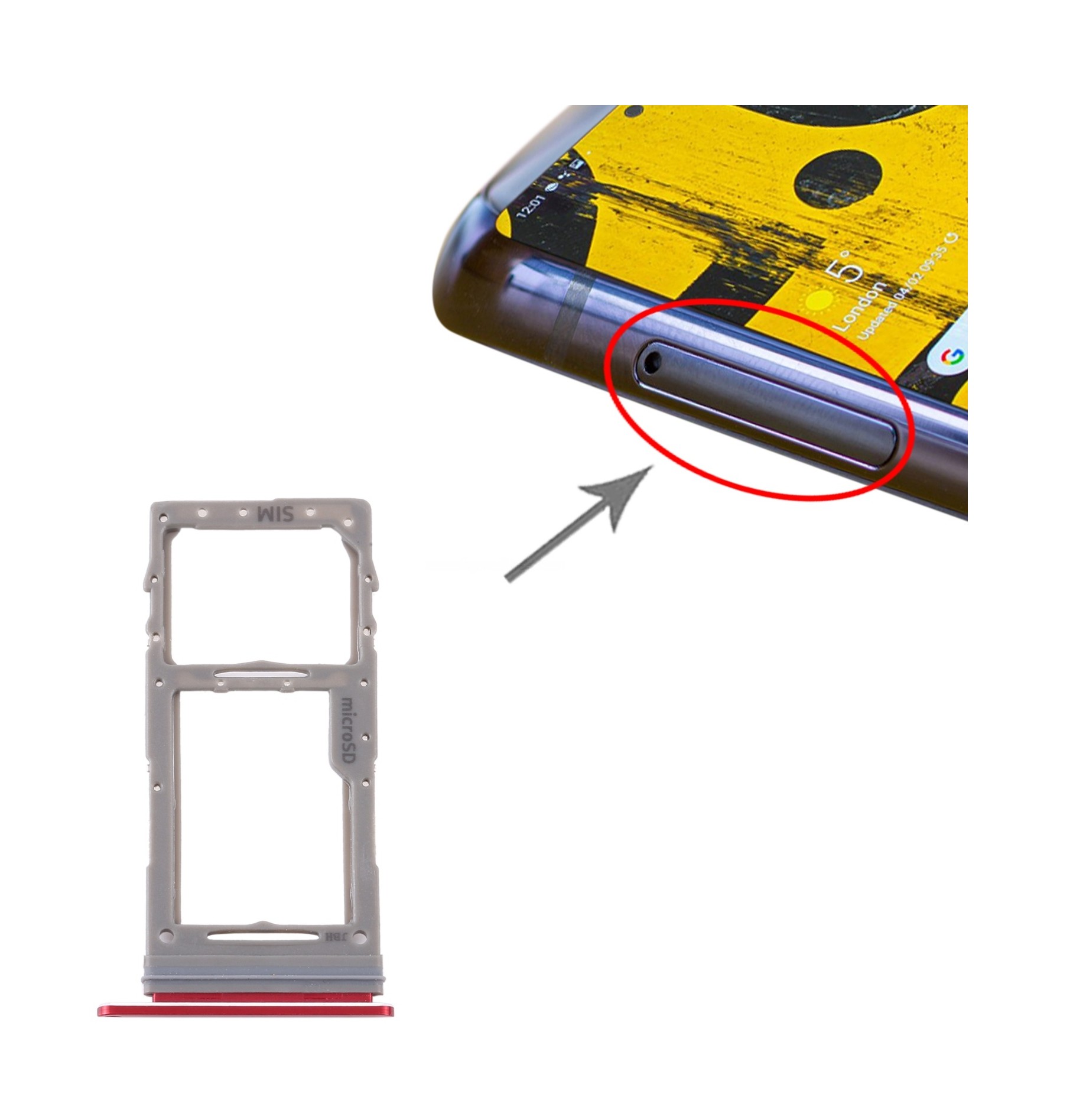 For Samsung Galaxy Note 10 Lite SM-N770 SIM Card Tray + Micro SD Card Tray (Red)