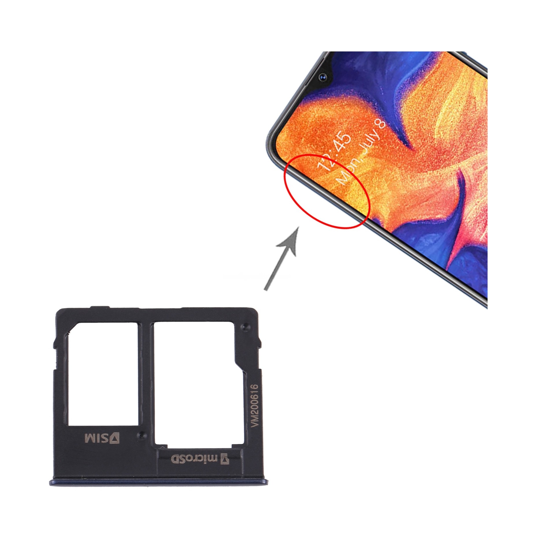 For Samsung Galaxy A10e SIM Card Tray + Micro SD Card Tray (Black)
