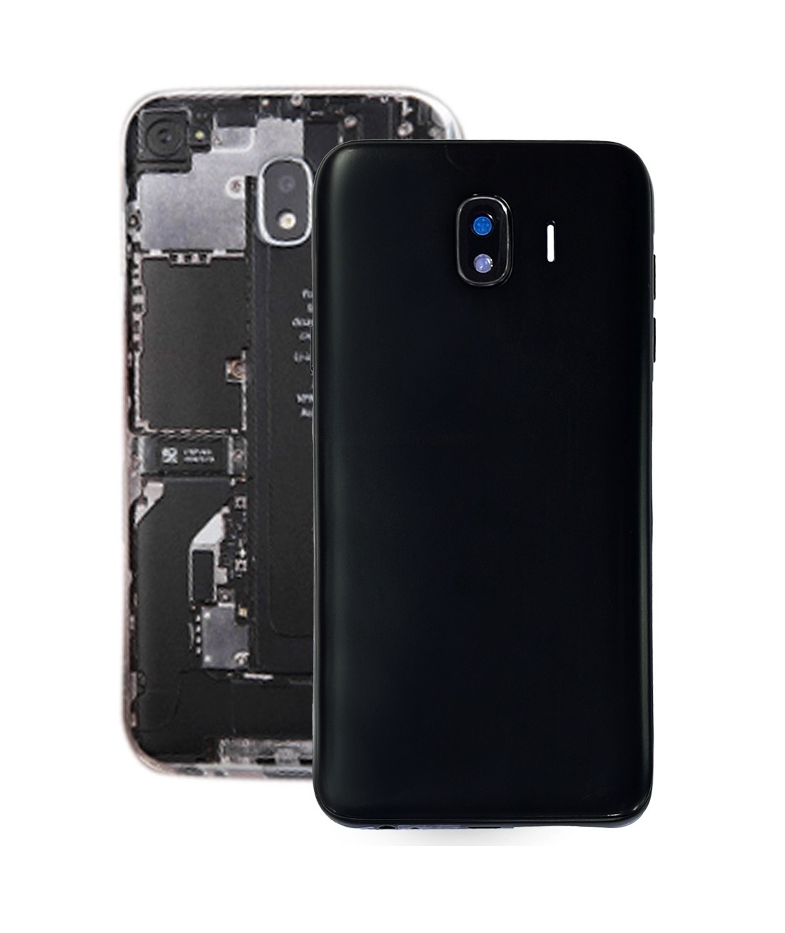 For Galaxy J4, J400F/DS, J400G/DS Back Cover + Middle Frame Bezel Plate (Black)