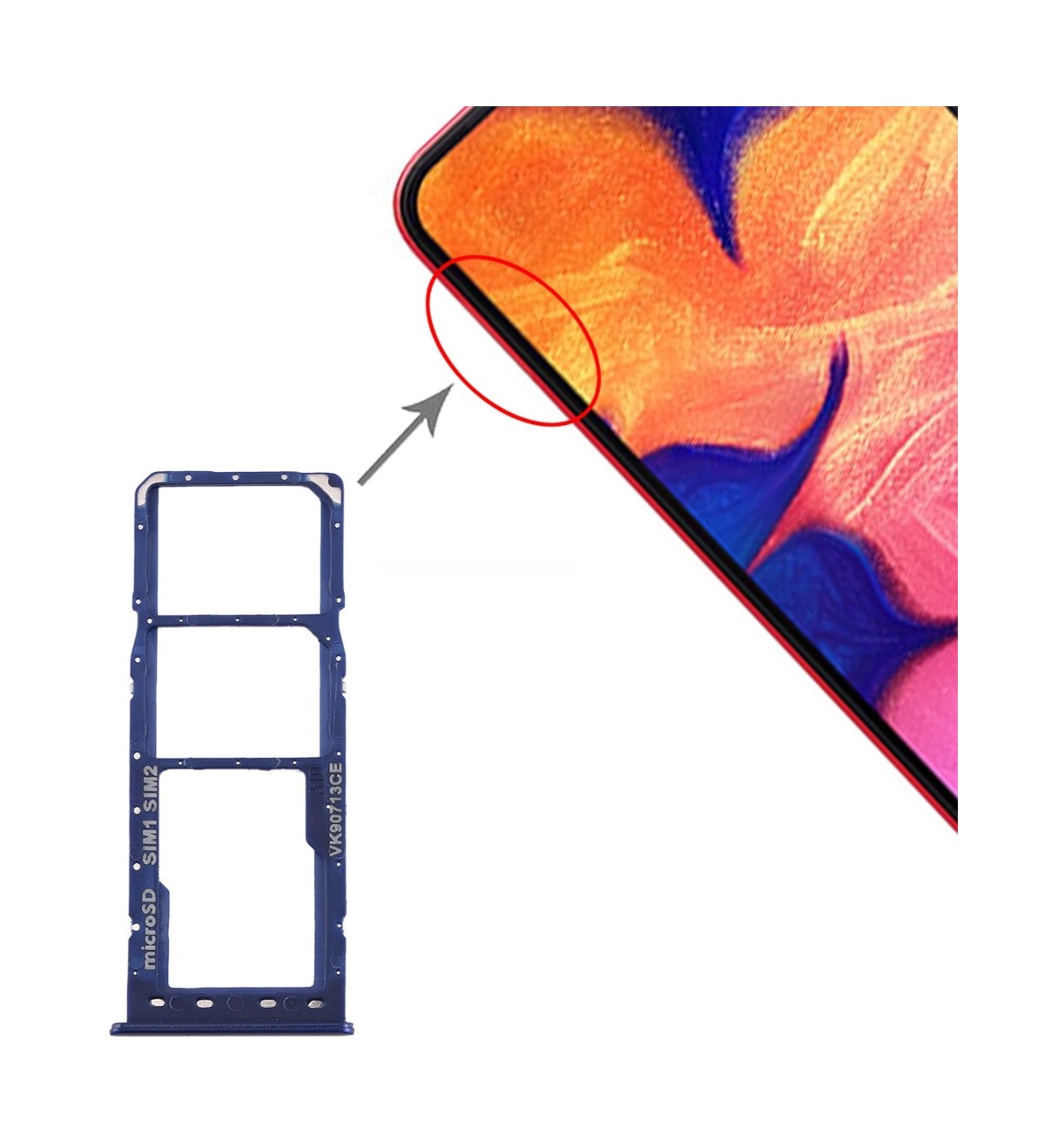 For Galaxy A10 SIM Card Tray + SIM Card Tray + Micro SD Card Tray (Blue)