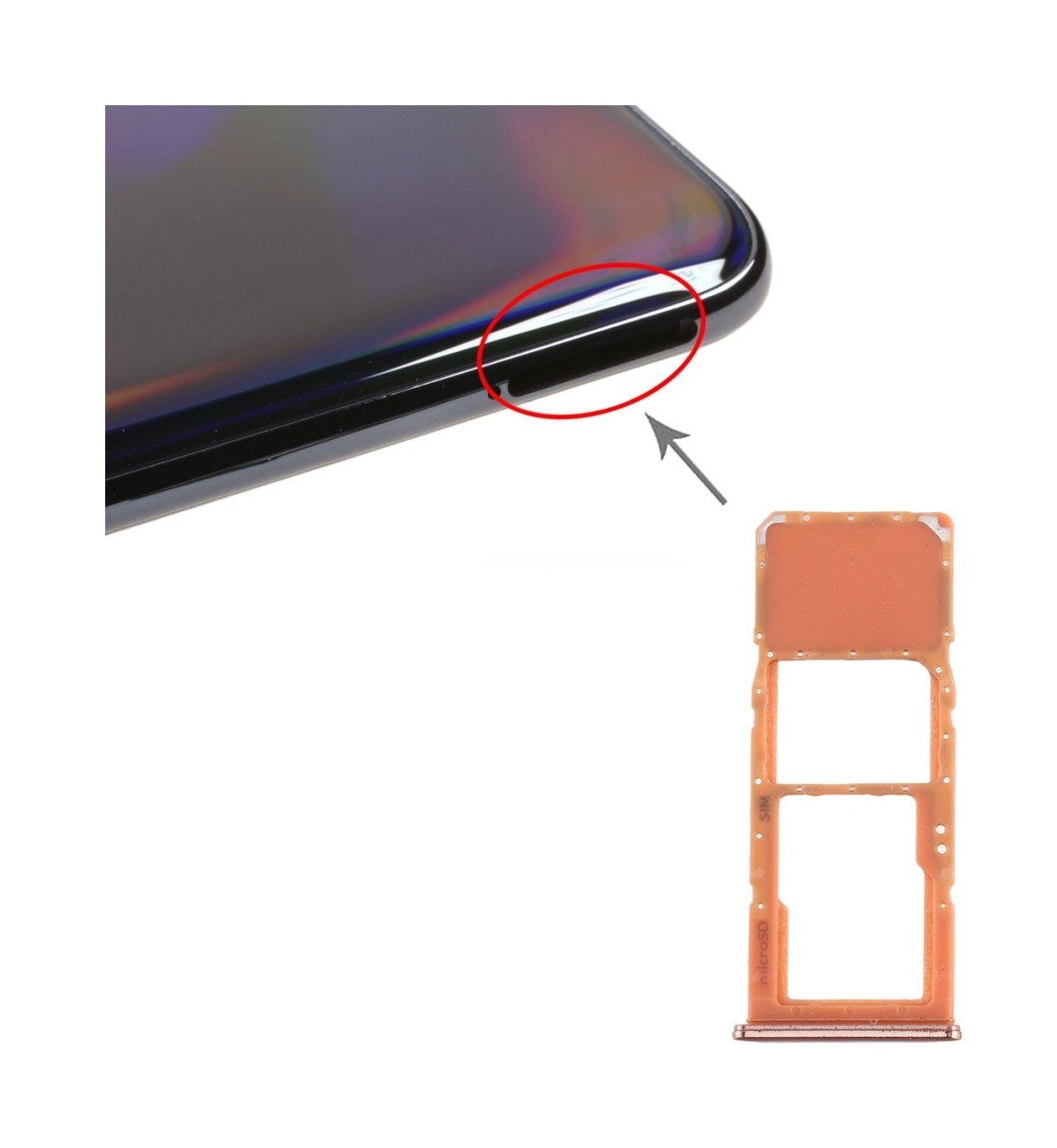 For Galaxy A70 SIM Card Tray + Micro SD Card Tray (Orange)