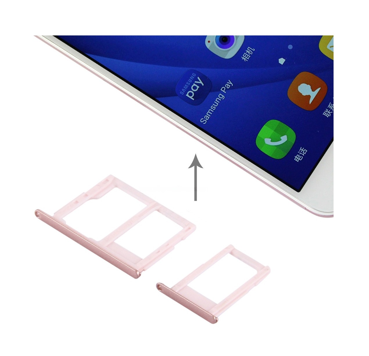For Galaxy J5 Prime / G570 & J7 Prime / G610 SIM Card Tray + Micro SD & SIM Card Tray (Rose Gold)