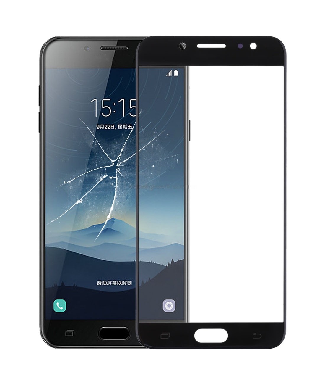 For Galaxy C8 / C7100, C7(2017) / J7+, C710F/DS Front Screen Outer Glass Lens (Black)