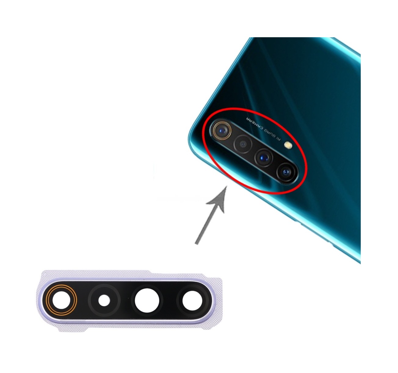For OPPO Realme X50 5G Camera Lens Cover (Silver)