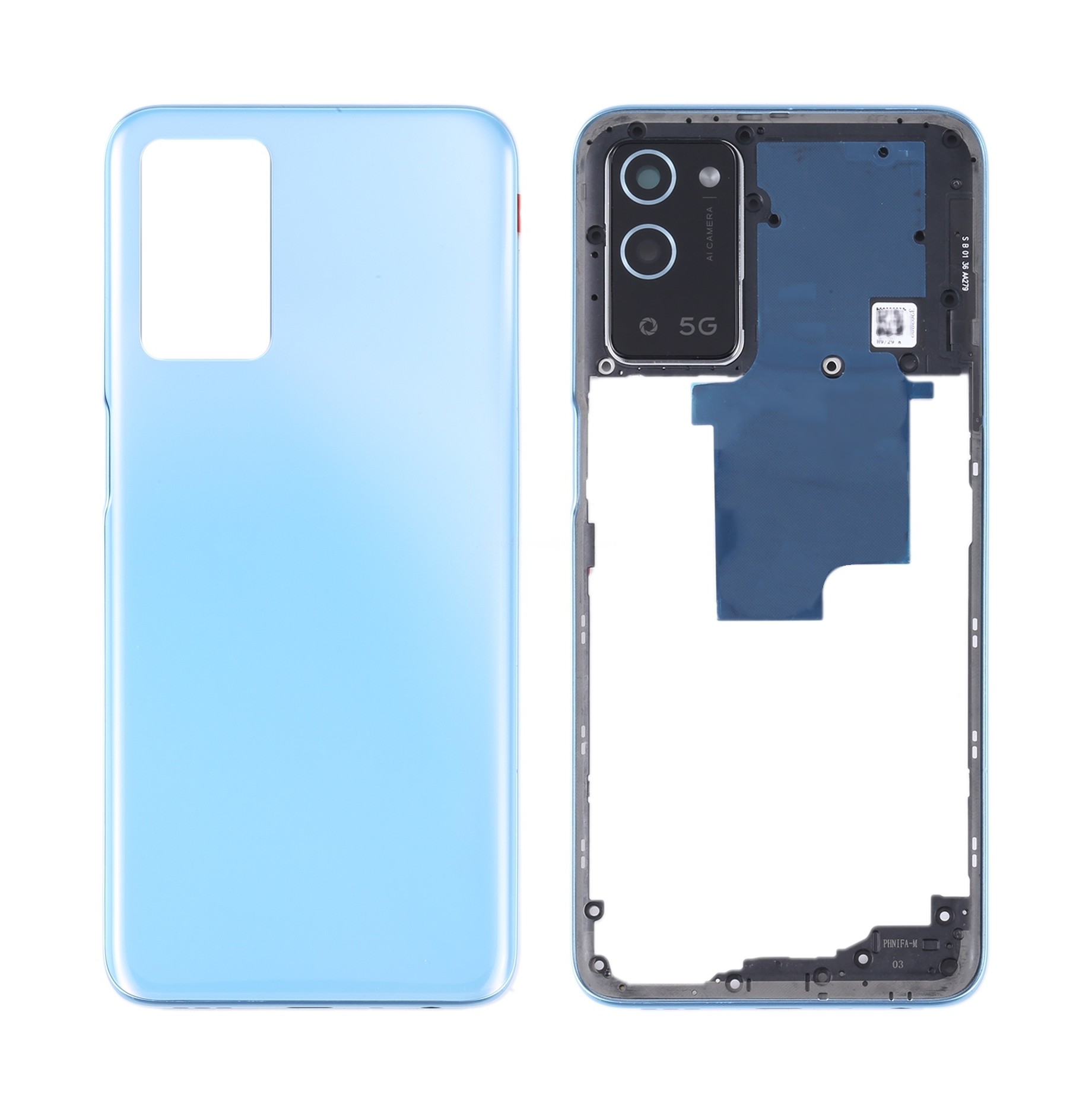 For OPPO A56 5G Battery Back Cover with Middle Frame (Blue)