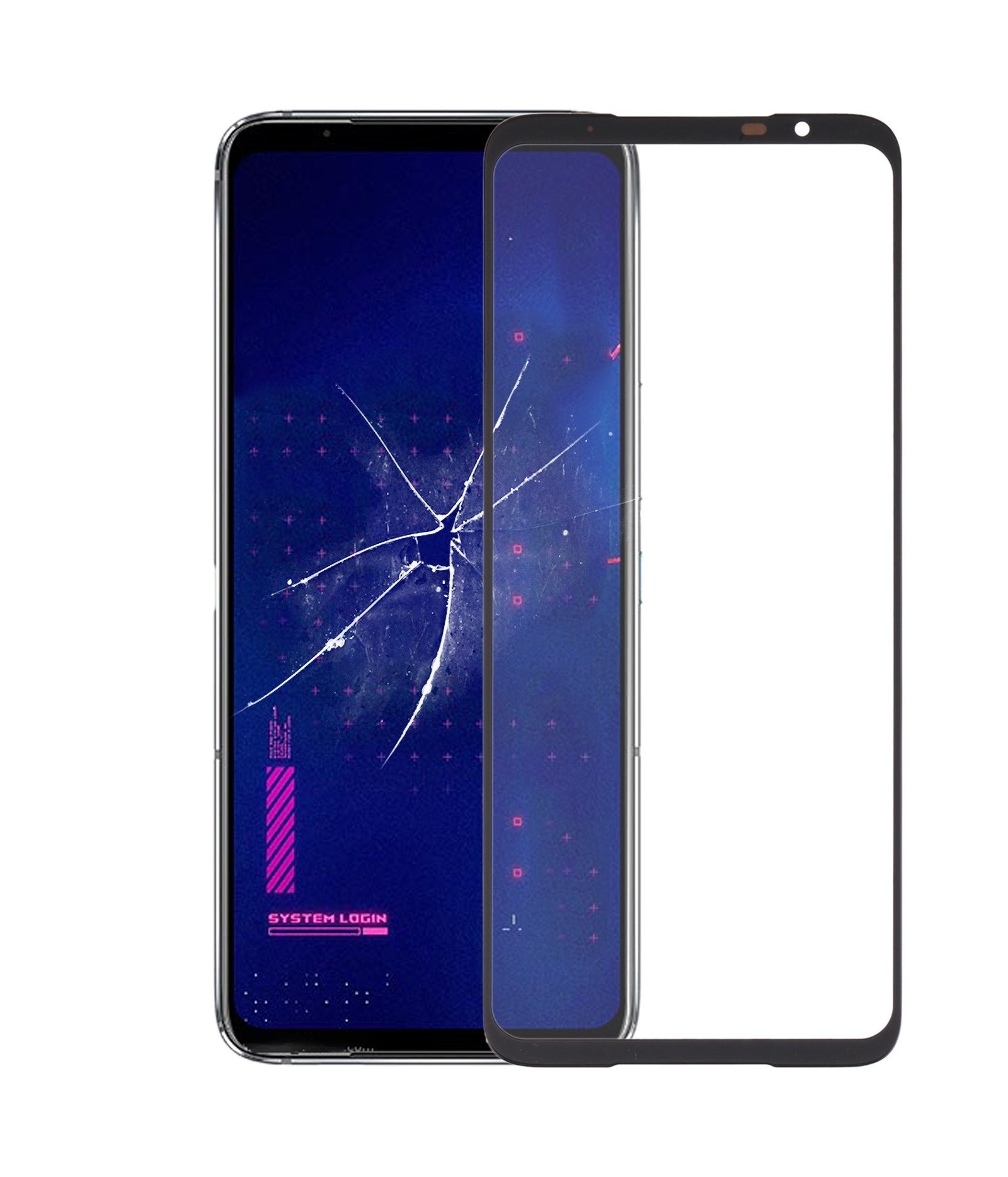 For Asus ROG Phone 6 Pro Front Screen Outer Glass Lens with OCA Optically Clear Adhesive (Black)