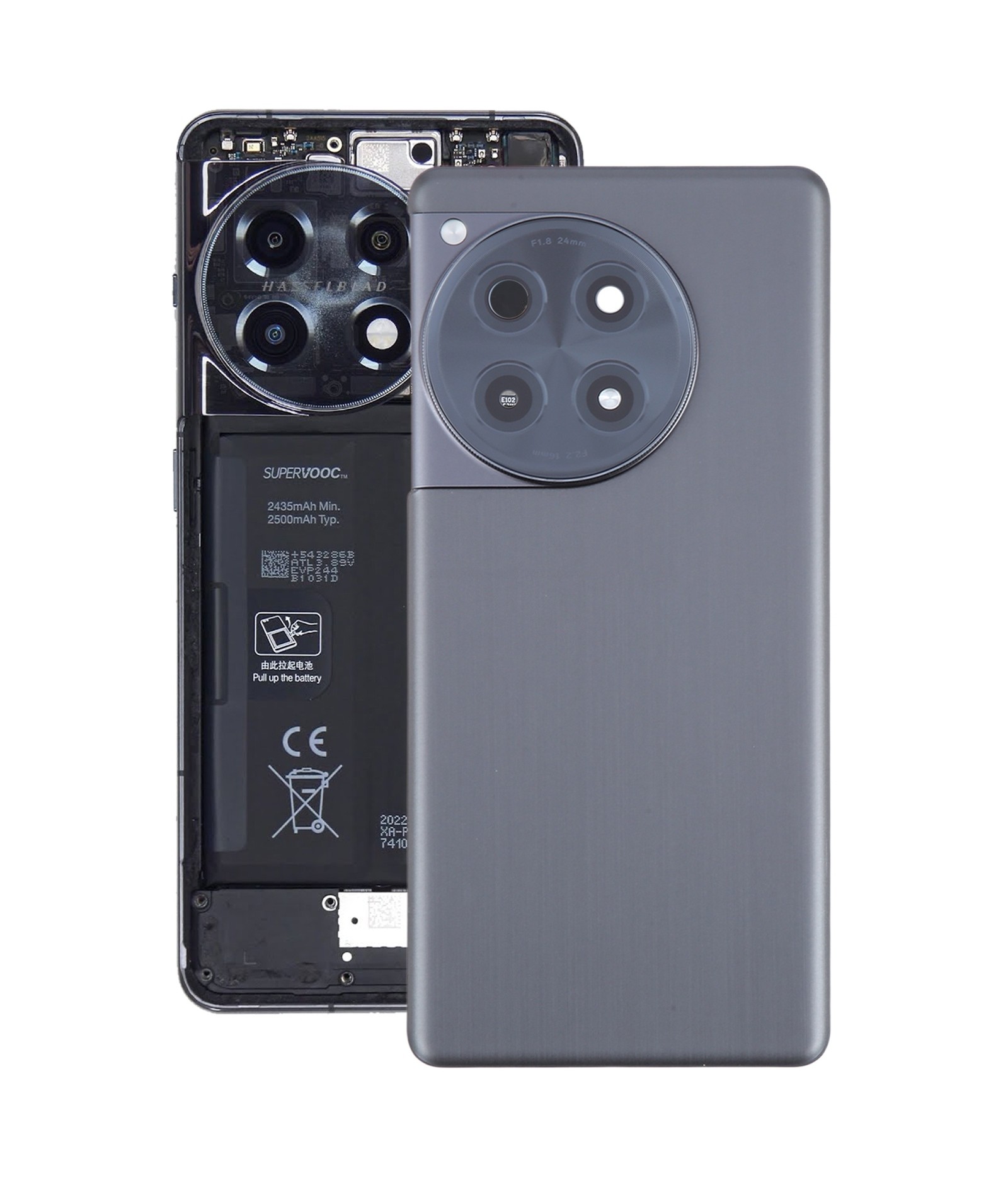 For OnePlus 12R CPH2609 CPH2585 Original Glass Battery Back Cover with Camera Lens(Black)